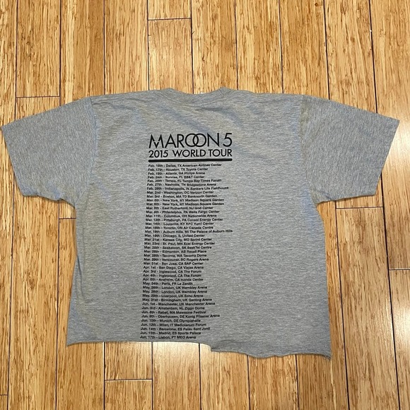 Cropped Maroon 5 World Tour 2015 T-Shirt tee rock pop y2k adam levine bruno mars - Picture 3 of 3